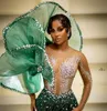 ASO ebi ARABIC Dark Green Mermaid Dress Dress Sytslish Crystals Evening Party Second Secime Second Virthdy Condress Dresses Robe de Soiree 322