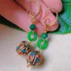 Dangle Earrings Natural Jadeite Nepal Malachite Beads Eardrop 18k Gold Mother's Day VALENTINE'S Freshwater Gift Year