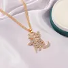 Pendant Necklaces Vintage Simple Chinese Character Dragon Shaped Crystal Hair Jewelry Golden Double Layers Hollow Long Chain Men Necklace