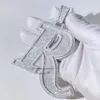 Initial R 3 "Bredd Solid Handinställning Moissanite Diamond VVS Custom Pendant med 13 mm kubansk kedja