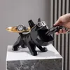 Arts and Crafts Resin Cool Bulldog Crafts Dog Butler with Tray for Keys Holder Storage Jewelries Animal Room Home Decor Statue Dog Sculpture 231017