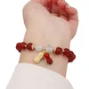 Bangle Year Lucky Beaded Bracelet Elegant Red Beads Peanut Pendant Charm Chinese Style Jewelry For Women Festival Gifts 1PC