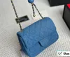 Denim designertas zadeltas schoudertas Handtas Crossbody Messenger Blauw Portemonnee Kettingriem Klassiek Tijdloos Elegantie luxe