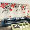 Muurstickers 3D Sticker Romantische Bloem Woonkamer Decals TV Achtergrond Decoratie Maison Modern Art 231017