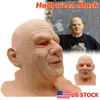Halloween Old Man Mask Latex Cosplay Party Realistic Full Face Masks huvudbonader