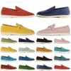 Loro casual lage herenschoenen platte pianas schoenen top heren dames wandelschoenen suède LP loafers zwart beige blauw klassieke gesp ronde tenen sneakers rubberen zool flats maat 354