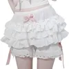 Shorts femininos bonito folho plissado multi-camadas rendas estilo japonês lolita kawaii bloomers loungewear mulheres y2k fada cosplay traje