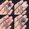 Chains 10 PCS Five-pointed Star Pendant Natural Semi-precious Stone Amethyst Rose Crystal Agate Metal Chain Necklace Charm Jewelry Gift