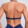 Yoga Outfit Minimal Sports Bra Backless Removível Mulheres Atléticas Bralettes Acolchoadas Criss Cross Under Wear Strappy Gym Crop Top Tanque Sexy