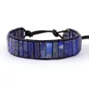 Bangle Designer Jewelry High End Tube Shape Lapis Lazuli Single Leather Wrap s Vintage Weaving Beaded Cuff Bracelet Bijoux Dropshi2148