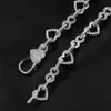 13mm Hip Hop Heart Shape Tennis Chain Necklace Bracelet 18k Real Gold Plated Bling 5A Zircon Jewelry Set