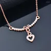 Pendant Necklaces SINLEERY Romantic Heart To Pendants And Rose Gold Color Crystal Necklace For Women Wedding Accessories XL337