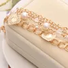 Charm Bracelets Hesiod Multilayer Fashion For Women Austrian Crystal Pierced Heart Bangles Luxury Jewlery