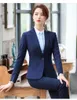 Pantalon de deux pièces pour femmes formelle bleu marine blazer femmes vêtements de travail costumes bureau dames pantalon et veste ensemble uniforme vêtements d'affaires