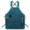 Schorten Duurzame goederen Heavy Duty unisex canvas werkschort met gereedschapszakken Gekruiste rugbanden Verstelbaar voor houtbewerking Schilderen 231017