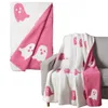 Filtar Pink Halloween Ghost Filt Flanell Double Sided Fluffy Soft Casual Sofa TV Throw Plush Cover 231017