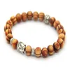 Bracelets en perles tête de bouddha en argent Antique de 8mm, produits entiers, avec de belles perles en bois, bijoux 249R, nouvel arrivage