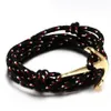 Bracelet en Nylon et acier titane pour hommes, corde noire, ancre, plaqué or, bijoux cadeau, 297G