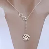 Everfast ensemble 10 pièces Lot infini et Lotus Lariat pendentifs déclaration Collier femmes longue chaîne Collier Femme bijoux Accessori275r