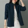 Women's Knits Tees Half High Collar Zipper Knitted Cardigan Jacket Women Autumn Style Solid Color Raglan Sleeve Cardigans Thicken Sweater Coat 231016