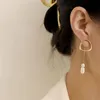 Marca de luxo de água doce pérola geométrica s925 agulha de prata brincos pendurados jóias temperamento coreano feminino 18k banhado a ouro delica313R