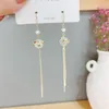 Elegant 18k Real Gold Plated Opal White Jade Drop Earrings Gold Tassel S925 Sterling Sier Ball Earrings Jewelry226a