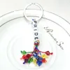 Porte-clés lettre tissé en cristal perlé, pendentif arc-en-ciel, accessoires pendentif d'amitié colorés