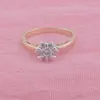 Cluster Rings FJ Women Ring 585 Rose Gold White Stone Color 8mm Flowers Round Jewelry