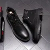 Herrenmode Stiefel Punk 465 Nachtclub Tragen Kuh Leder Schwarz Plateauschuhe Flut Hübsche Cowboystiefel Frühling Herbst Knöchel Botas Mann Junge