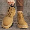 2024 26 botas de couro clássico moda tornozelo masculino alta qualidade ao ar livre sapatos casuais all-match inverno pelúcia neve