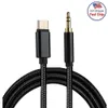 Qualidade de tecelagem de náilon 1m tipo c usb c para 3.5mm cabo aux de áudio do carro para samsung huawei companheiro 20 p30 pro lg s20 plus s23