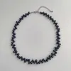 Choker Allme Textured Black Grey Barock Freshwater Pearl Beaded Neckor for Women Strand Chain Halsband Casual smycken