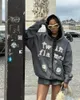 Kvinnors hoodies tröjor överdimensionerade y2k retro stjärna brev 3d skummande tryck hoodie mode gata casual lös tröja harajuku par streetwear 231016