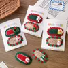 2Pcs/Set Cartoon Knitted Oval Hair Clips Woolen Knitting Barrettes Handmade Crochet Hairpins Christmas Series Hair Accessories