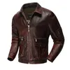 Мужские куртки Мужская летная куртка Corium Air Force Высококачественная винтажная рваная летная куртка из воловьей кожи с верхним слоем Красно-коричневая короткая мотокуртка 231016