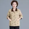 Frauenjacken Mutter Frühling Herbst Frauen Mantel Damen Jacke mittleren Alters Kleidung Mode Druck Freizeit weiblich elegantes Top