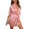 Robes décontractées Robe pour femme Poche à manches courtes Accueil Col rond Lâche S et L Mode Midi 3XL pour les femmes