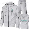 Survêtements pour hommes 2023 Formule 1 Petronas Team Hamilton / Russell Fans Hommes / Femmes Ensembles décontractés Chemise à fermeture éclair surdimensionnée Sweat à capuche à manches longues + Pantalon de sport T231017