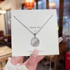 Pendant Necklaces Small Fresh Plant Leaf Round Card Nimble Zircon Mother's Day Chain Necklace Woman Girl Wedding Blessing Gift Jewelry