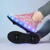 Pattini a rotelle in linea Lampeggiante Skate Ragazzi Ragazze Scarpe Ruote luminose Sneakers Quattro bambini Led Sport USB Skateboard 231016