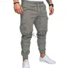 Herrbyxor märke Autumn Men Pants Hip Hop Harem Joggers Pants Nya manliga byxor Mens Mens Solid Multi-Pocket Cargo Pants Skinny Fit Sweatpants X1017