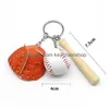 Porte-clés Porte-clés Baseball Porte-clés Mini Pu Gant En Cuir Bois Bat Sports Voiture Chaîne Porte-Anneau Bijoux De Mode Cadeau Porte-clés Pour M Dh0Sb