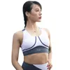 Traje de yoga Sujetador deportivo Mujeres Nylon Acolchado Cultivo Ropa interior a prueba de golpes Gimnasio Top Transpirable Empalme Fitness Running