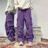 Pantaloni da uomo in velluto a coste Cargo da uomo tasca laterale Hip Hop pantaloni sportivi a gamba larga moda maschile elastico in vita Jogger Harlan donna streetwear