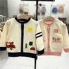 Down Coat Autumn and Spring Day Boys Girls Little Bear Rabbit Cute Knitted Cardigan Round Neck Cartoon Casual 231017