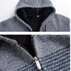 Jaquetas masculinas com capuz camisola jaqueta outono inverno quente cashmere casual lã zíper fino ajuste velo masculino casaco malhas 231016