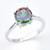 LuckyShine Woman Jewelry Round Rainbow Mystic Topaz Gemstone Rings 925 Silver Rainbow Zircon Engagement Rings #7 #8 #9233w