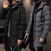 Parkas de plumón para hombre Abrigo de invierno Abrigos cálidos de longitud media con capucha Chaqueta de algodón informal Ropa Chaquetas negras Jaqueta Inverno Masculina Zm 231017