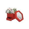 Present Wrap Transparent Window Hexagon Cardboard med låda Alla hjärtans dag Bröllopsfest Flower Packing Carton Specialformed