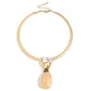 Choker Allyes Vintage Harts Stone Pendant Halsband för kvinnor Etnisk chunky matt guldfärg charm krage smycken